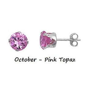 .925 Sterling Silver Brilliant Round Cut Pink Topaz CZ Stud Earrings in 2mm-10mm by  Blades and Bling Sterling Silver Jewelry