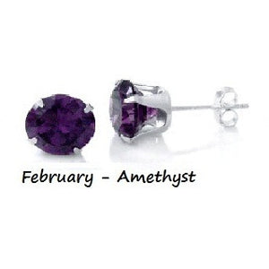 .925 Sterling Silver Brilliant Round Cut Purple Amethyst CZ Stud Earrings in 2mm-10mm by  Blades and Bling Sterling Silver Jewelry