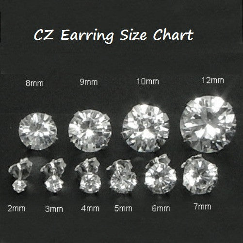 .925 Sterling Silver Brilliant round Cut Clear CZ Stud Earrings in 2mm 3mm 4mm 5mm 6mm 7mm 8mm 9mm 10mm 11mm 12mm - Blades and Bling Sterling Silver Jewelry.925 Sterling Silver Brilliant round Cut Clear CZ Stud Earrings in 2mm-12mm by  Blades and Bling Sterling Silver Jewelry