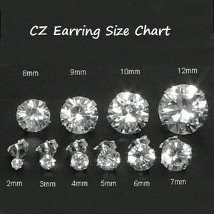 .925 Sterling Silver Brilliant Round Cut Blue Sapphire CZ Stud Earrings in 2mm-10mm