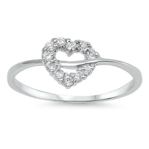 Sterling Silver Infinity Heart Round Cut CZ Ring size 4-10 - Blades and Bling Sterling Silver Jewelry