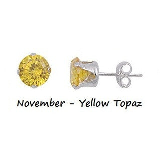.925 Sterling Silver Brilliant Round Cut Yellow Topaz CZ Stud Earrings in 2mm-10mm by  Blades and Bling Sterling Silver Jewelry