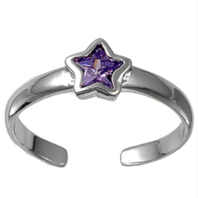 February birthstone purple star ring in adjustable sizes for ladies and children