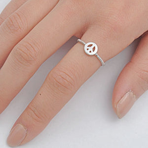Beaded band Peace symbol ring