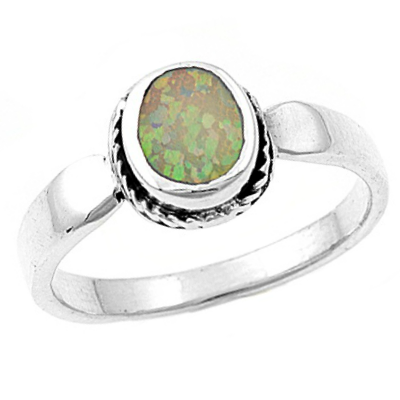 Pink fire rainbow opal engagement or promise ring 
