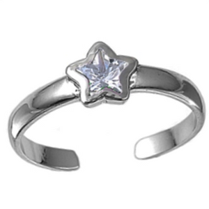 April birthstone clear star ring in adjustable sizes for ladies and children