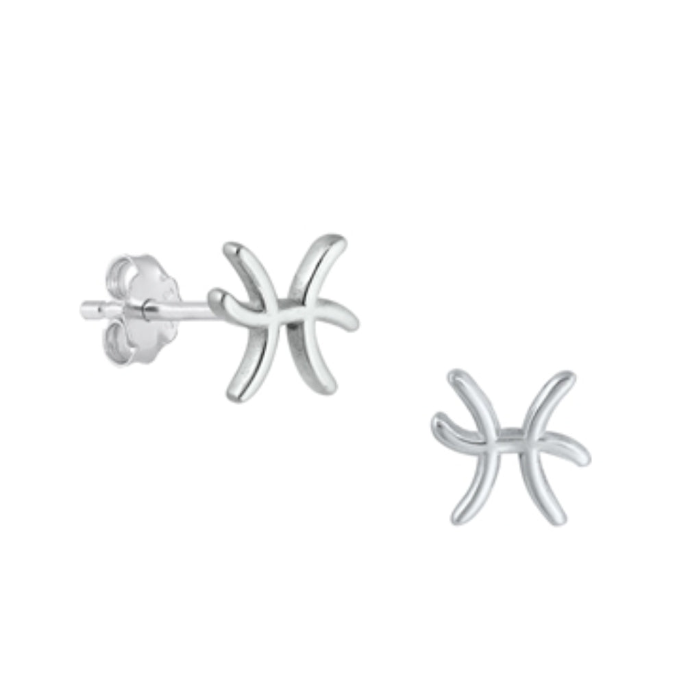 Pisces Zodiac symbol stud earrings