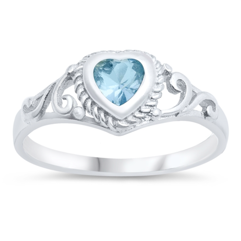 Aquamarine heart ring