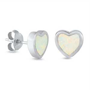 Womens and kids opal hearts earring studs 