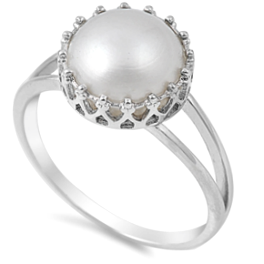 Womens pearl solitaire ring