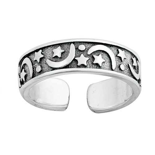 Moon and stars adjustable ring