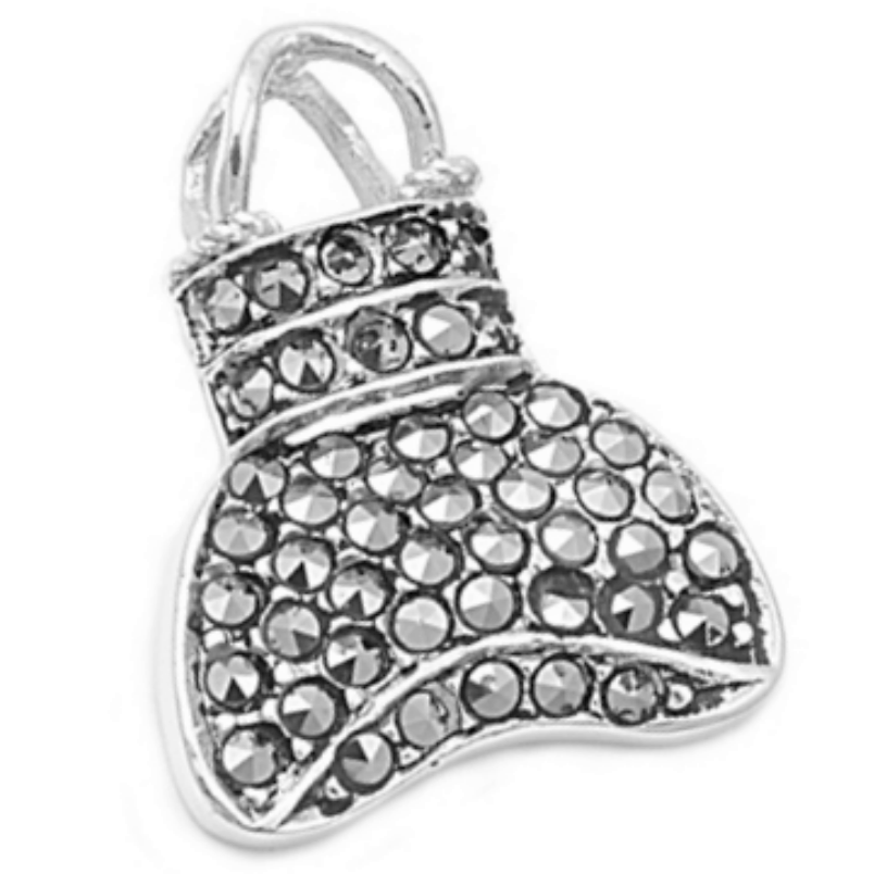 Cute as a button silver bucket purse pendant from Sterling Silver Fashion
