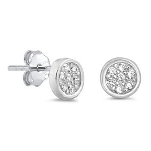 Womens and girls circle CZ earring studs