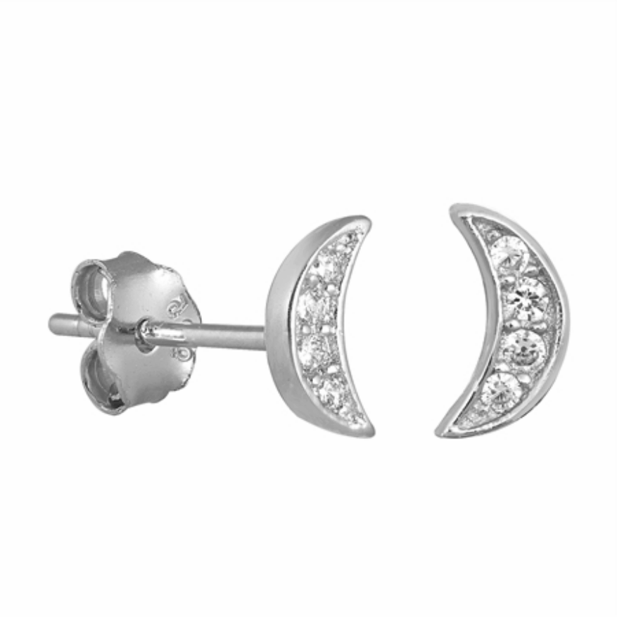 Womens and kids moon cubic zirconia earrings