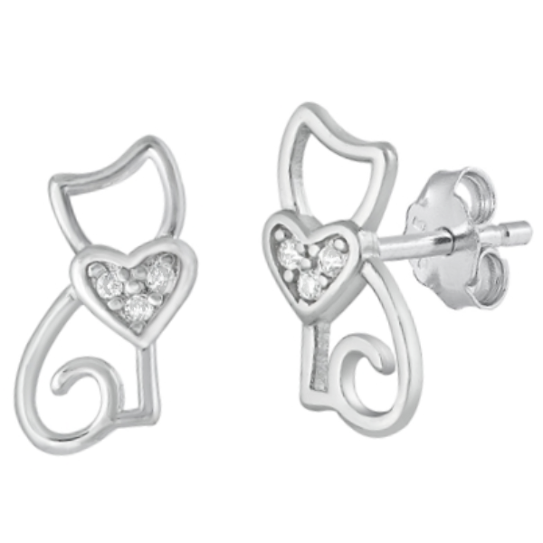 Cat heart earrings