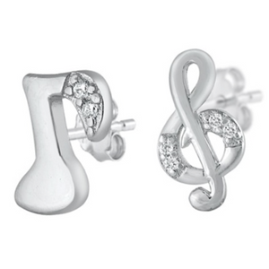 Womens and girls mismatched musical note earrings