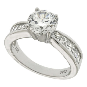 Brilliant cut engagement ring with accents