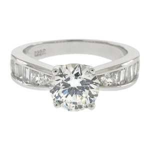 Silver round cut solitaire ring