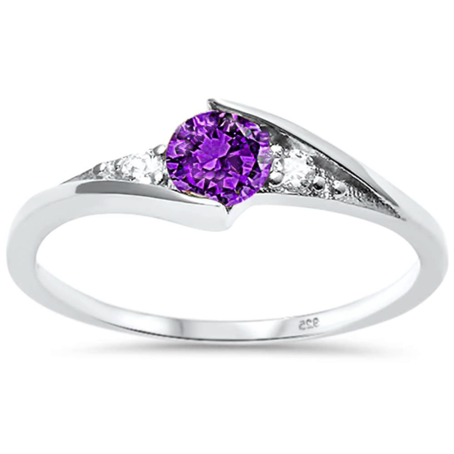 Womens and girls Purple February birth stone ring