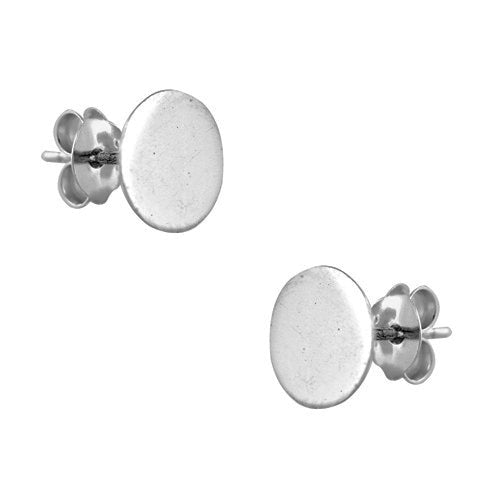 .925 Silver Flat circle stud earrings unisex