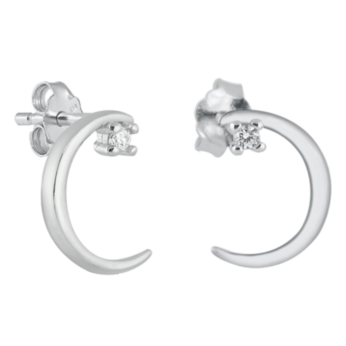 Womens and girls moon and star cubic zirconia earrings