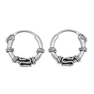 Silver continuous threader hoop earrings