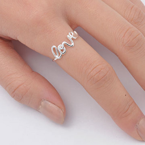 Girls cursive script love ring