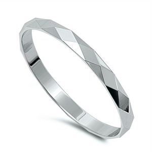 Womens mens and childrens diamond cut silver band ring