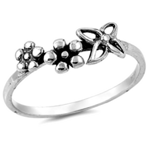 Spring flowers stackable womens ring in sterling silver