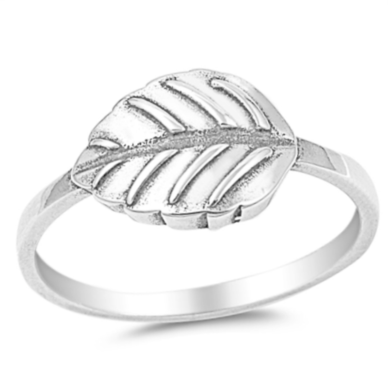 925 Sterling Silver Single Leaf Ring Ladies Kids Sizes 4-10 Knuckle –  Sterling Silver Fashion