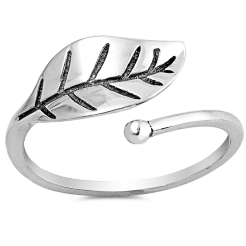 Adjustable Leaf Midi Ring in Sterling Silver - Studio Jewellery US