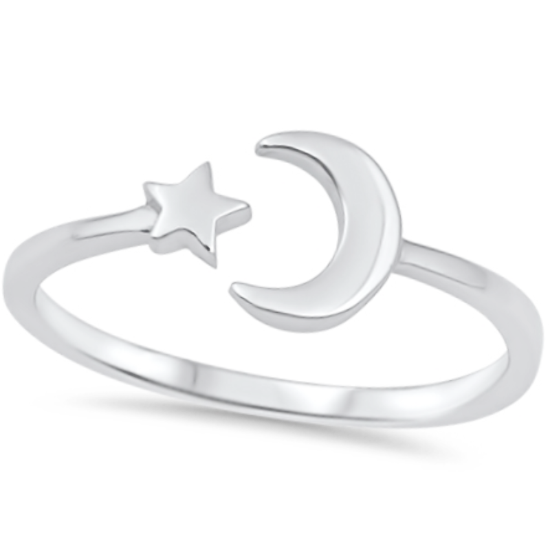 Moon and star ring