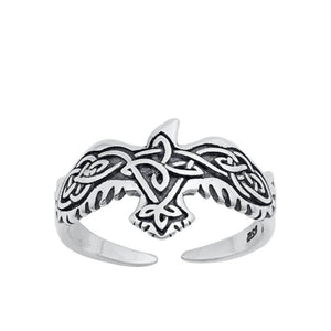 .925 Sterling Silver Tribal Bird Ring Ladies and Girls Adjustable Size Ring Toe Midi Thumb Knuckle