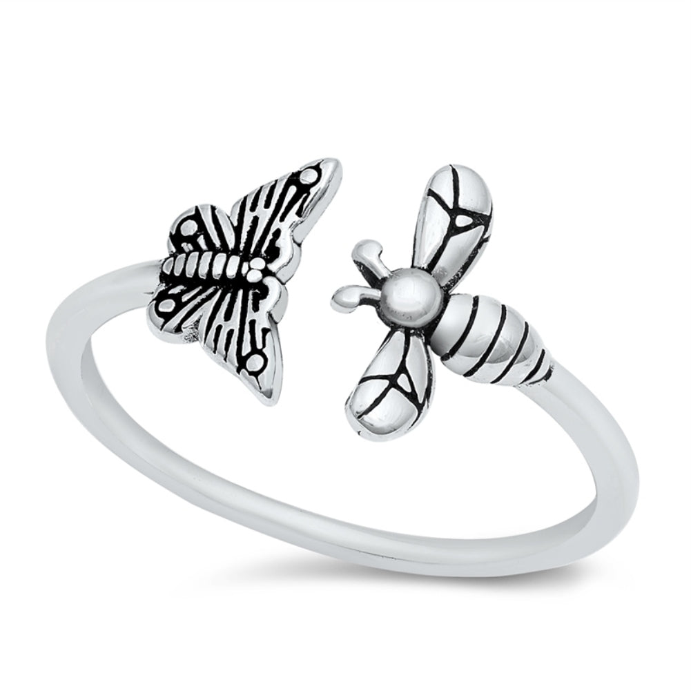 Bee and Butterfly Adjustable Wrap Ring