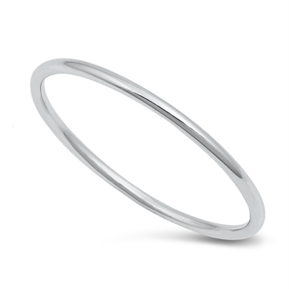 Silver thin plain band ring