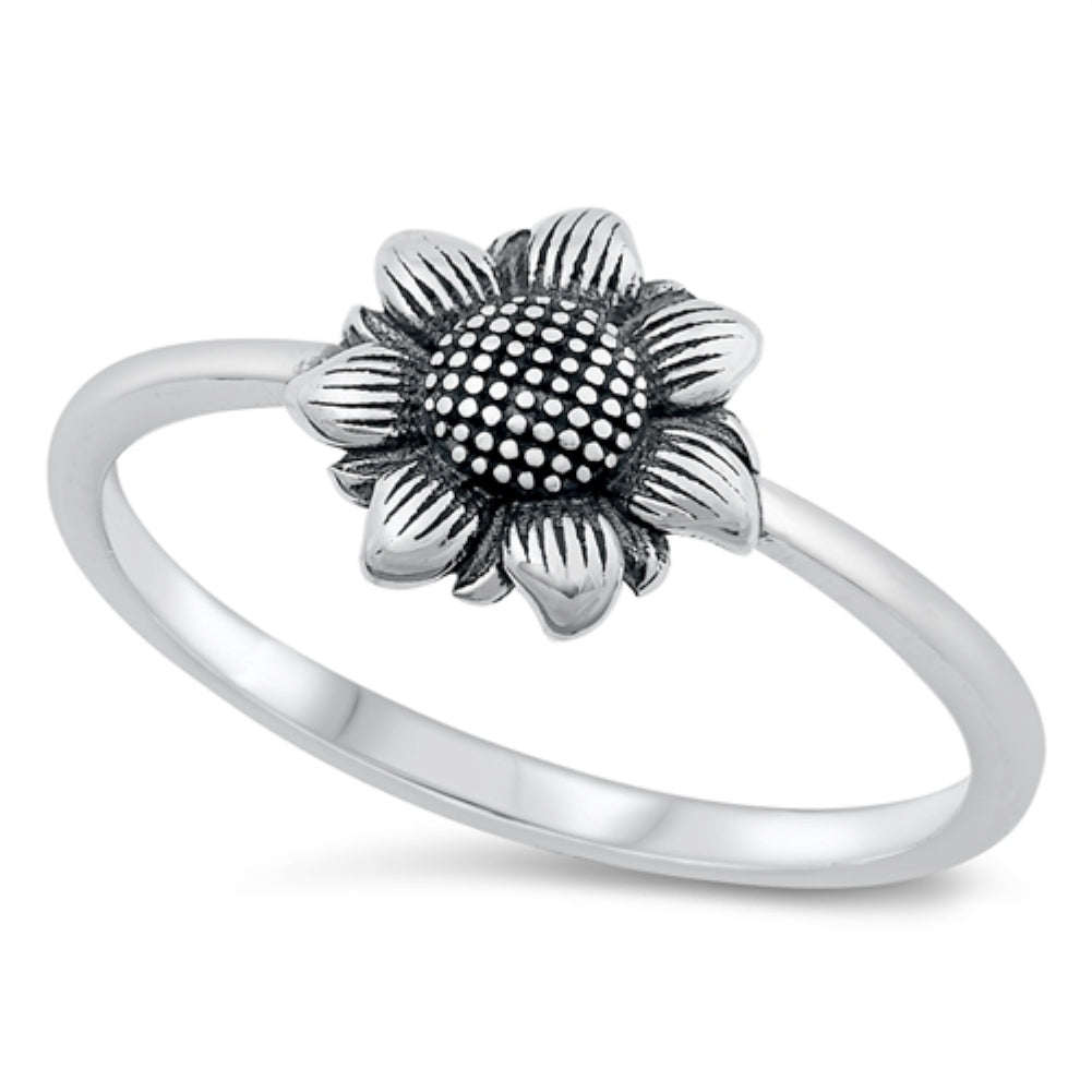 Silver sunflower ring