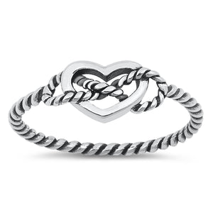 Womens All wrapped up heart ring with infinity knot in sterling silver