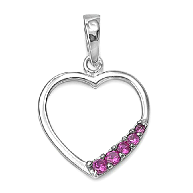 Traditional womens and girls red heart pendant crafted of sterling silver