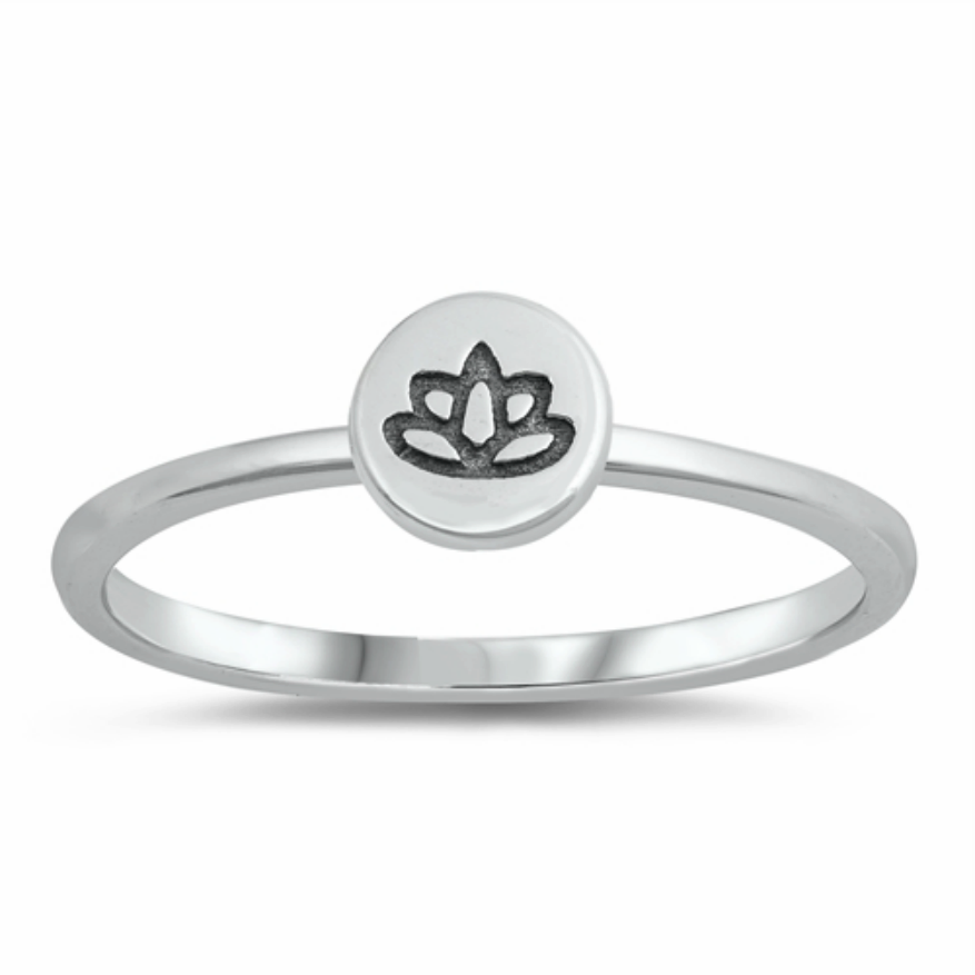 Womens and girls little lotus flower circle band ring