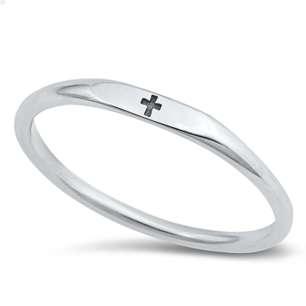 Tiny silver cross ring