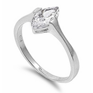 Ladies solitaire silver marquise ring
