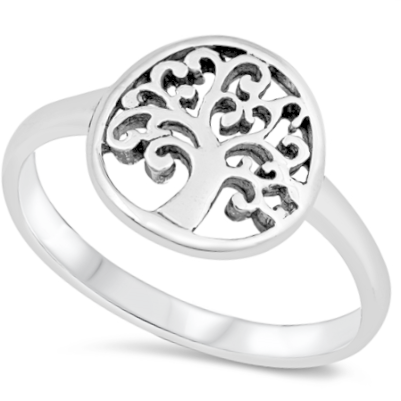.925 Sterling Silver Tree of Life Ring Ladies and Kids Size 5-10 Midi Knuckle Thumb