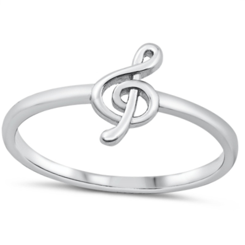 .925 Sterling Silver Musical Note Ring Sizes 4-10 Ladies Kids Girls