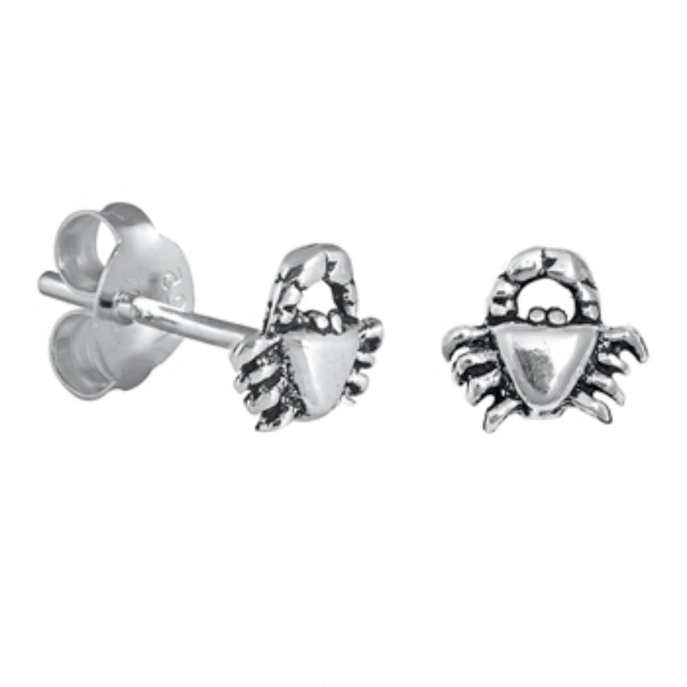 Silver crab stud earrings