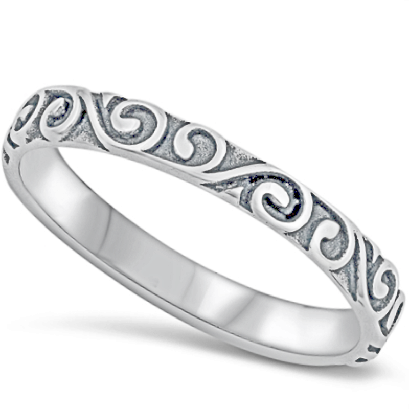 Sterling Swirl 925 Sizes Ring Sterling 4-10 Eternity Silver Midi Kids Fashion Silver Ladies –
