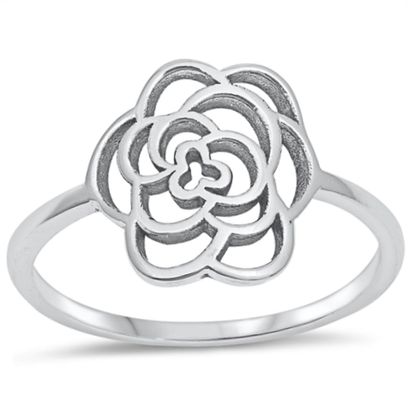 925 Sterling Silver Rose Outline Ring Ladies and Kids Sizes 4-10 Midi –  Sterling Silver Fashion | Silberringe