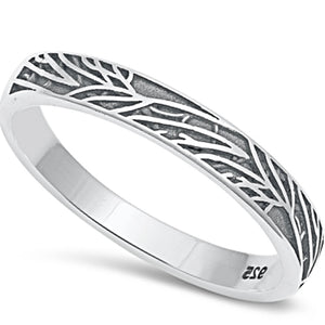 Silver tree branches eternity ring
