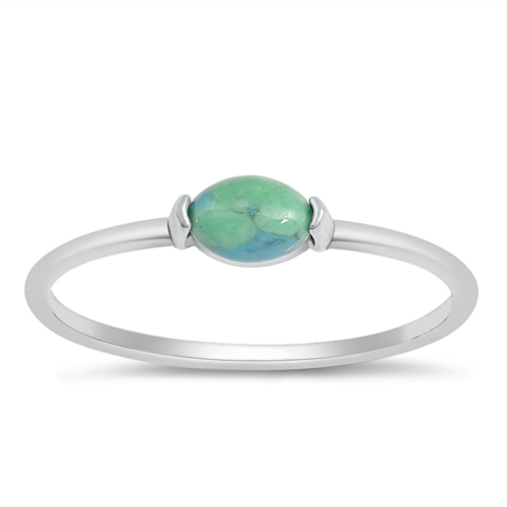 Turquoise oval solitaire ring
