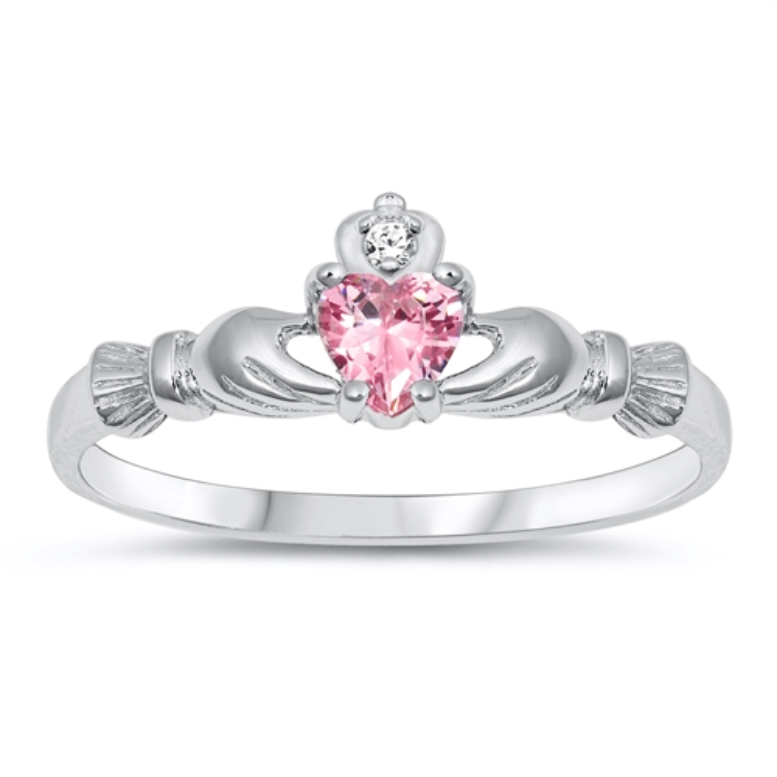 Womens and kids pink heart ring
