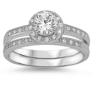 Halo wedding ring set
